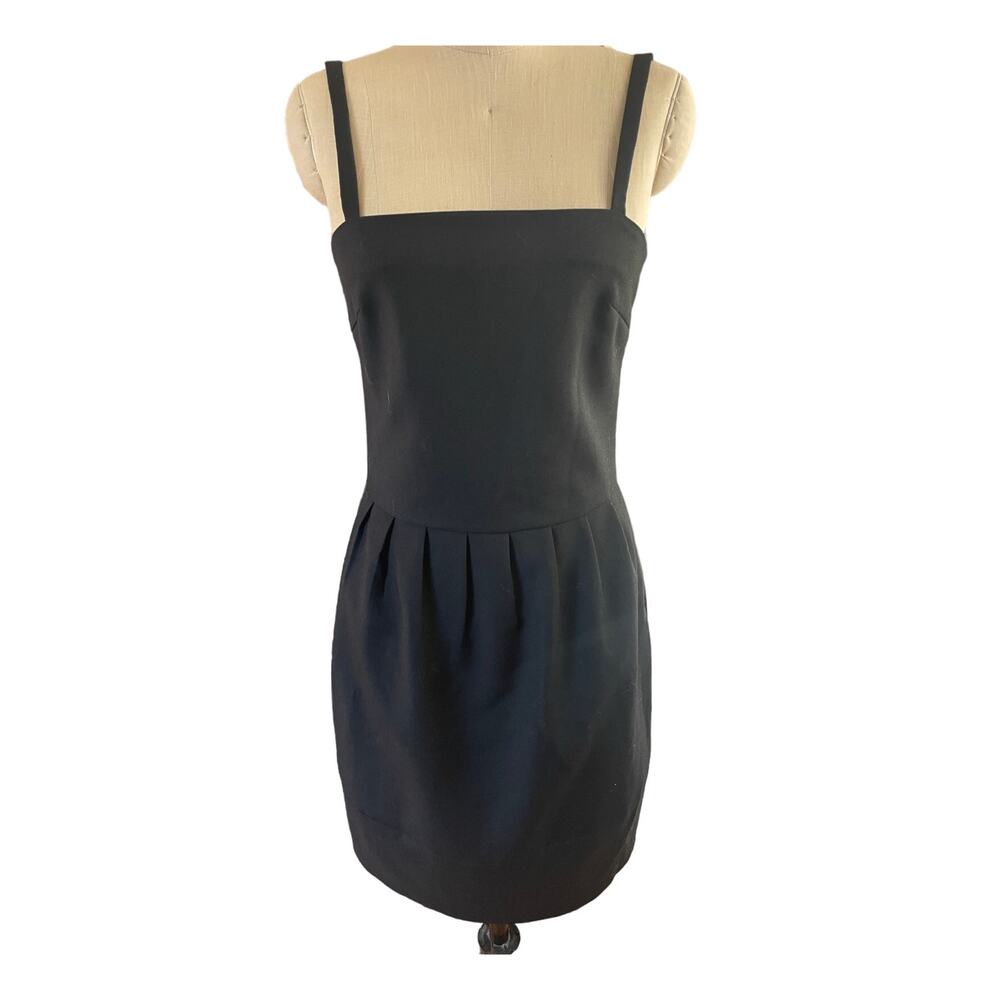 JIL SANDER Black Wool Minimalist Pleated Dress Size 36/ US 4